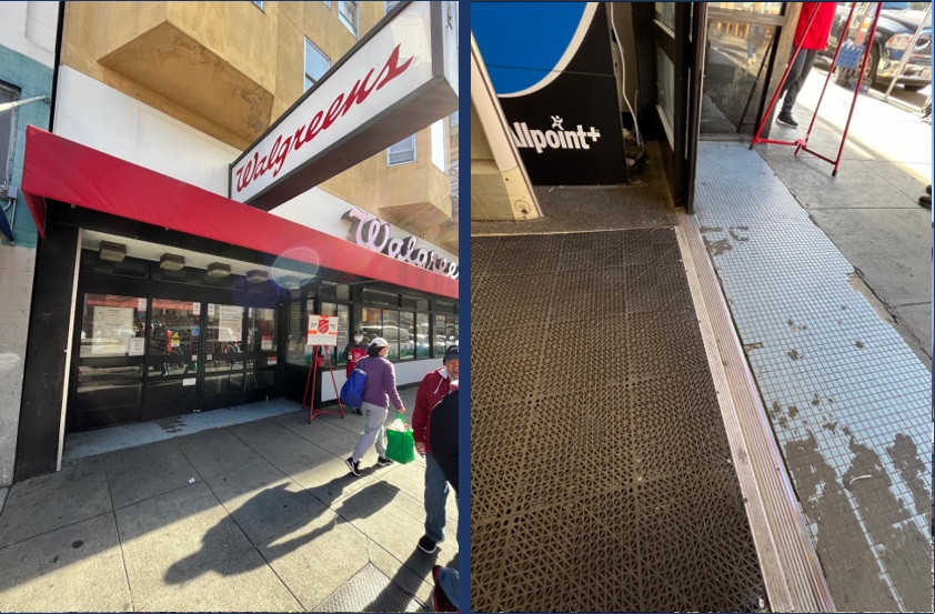 Before and after commercial entrance flooring repair