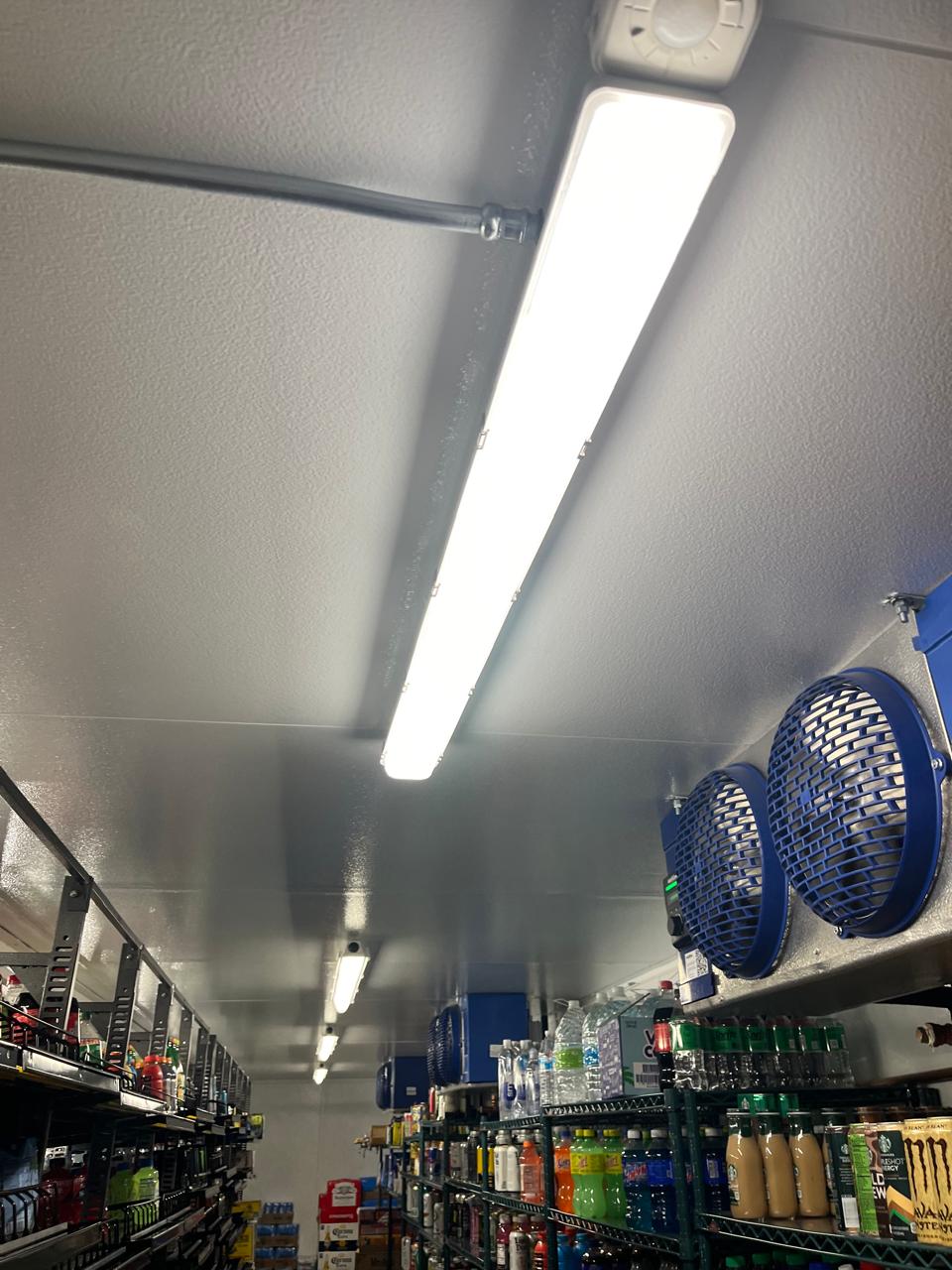 Commercial ceiling light illuminated after repair