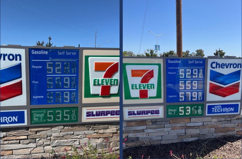 Before and after exterior monument sign display service